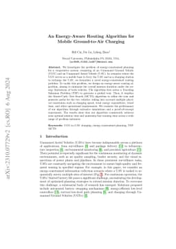 Energy-Aware Routing Algorithm for Mobile Ground-to-Air Charging
