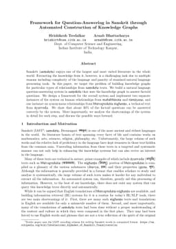 Framework for Question-Answering in Sanskrit through Automated
  Construction of Knowledge Graphs
