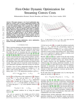 First-Order Dynamic Optimization for Streaming Convex Costs