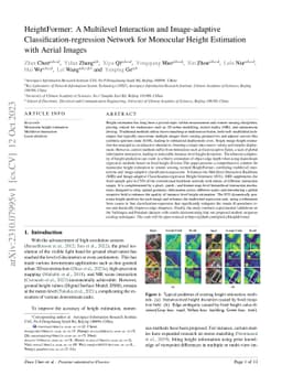 HeightFormer: A Multilevel Interaction and Image-adaptive
  Classification-regression Network for Monocular Height Estimation with Aerial
  Images