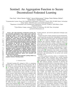 Sentinel: An Aggregation Function to Secure Decentralized Federated
  Learning