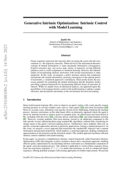 Generative Intrinsic Optimization: Intrinsic Control with Model Learning