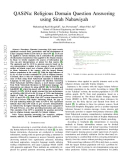 QASiNa: Religious Domain Question Answering using Sirah Nabawiyah