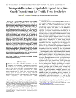 Transport-Hub-Aware Spatial-Temporal Adaptive Graph Transformer for
  Traffic Flow Prediction