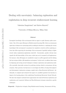 Dealing with uncertainty: balancing exploration and exploitation in deep
  recurrent reinforcement learning