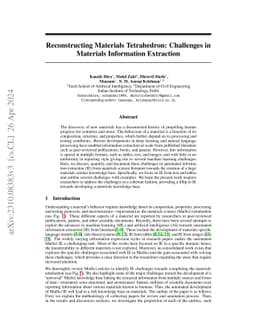 Reconstructing Materials Tetrahedron: Challenges in Materials
  Information Extraction