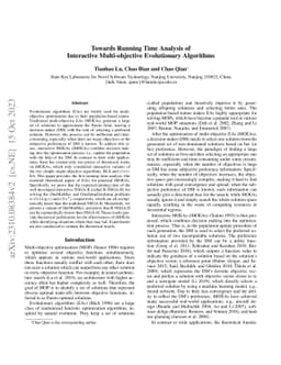 Towards Running Time Analysis of Interactive Multi-objective
  Evolutionary Algorithms