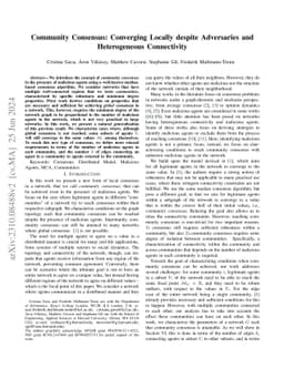 Community Consensus: Converging Locally despite Adversaries and
  Heterogeneous Connectivity