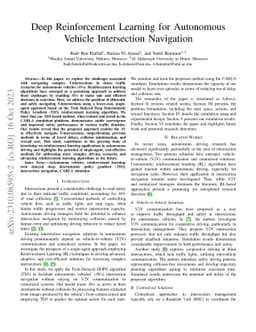 Deep Reinforcement Learning for Autonomous Vehicle Intersection
  Navigation