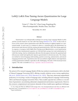 LoftQ: LoRA-Fine-Tuning-Aware Quantization for Large Language Models