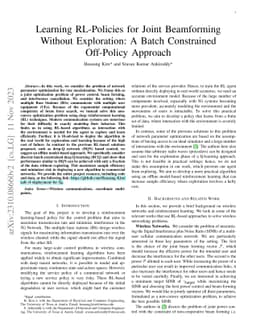 Learning RL-Policies for Joint Beamforming Without Exploration: A Batch
  Constrained Off-Policy Approach