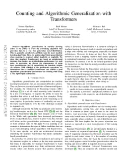 Counting and Algorithmic Generalization with Transformers