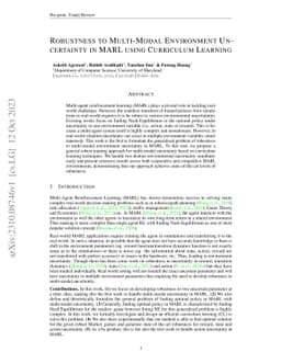 Robustness to Multi-Modal Environment Uncertainty in MARL using
  Curriculum Learning
