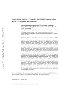 Stabilizing Subject Transfer in EEG Classification with Divergence
  Estimation