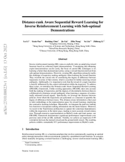 Distance-rank Aware Sequential Reward Learning for Inverse Reinforcement
  Learning with Sub-optimal Demonstrations