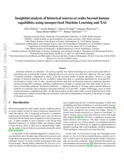 Insightful analysis of historical sources at scales beyond human
  capabilities using unsupervised Machine Learning and XAI