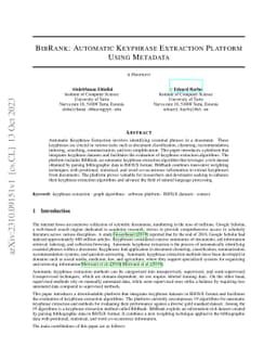 BibRank: Automatic Keyphrase Extraction Platform Using~Metadata