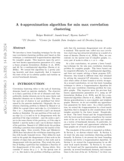 A 4-approximation algorithm for min max correlation clustering