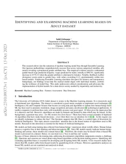 Identifying and examining machine learning biases on Adult dataset