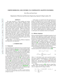 Crowd Modeling and Control via Cooperative Adaptive Filtering