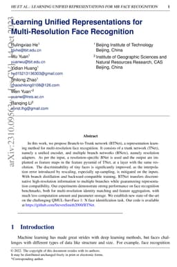 Learning Unified Representations for Multi-Resolution Face Recognition