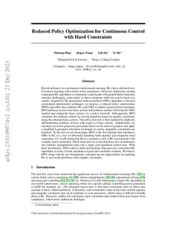 Reduced Policy Optimization for Continuous Control with Hard Constraints