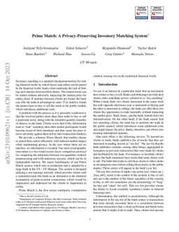 Prime Match: A Privacy-Preserving Inventory Matching System