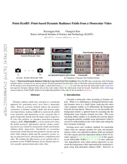 Point-DynRF: Point-based Dynamic Radiance Fields from a Monocular Video