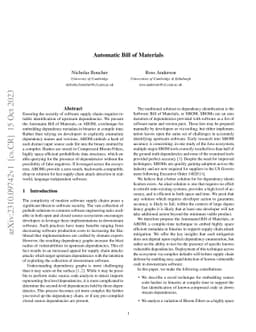 Automatic Bill of Materials