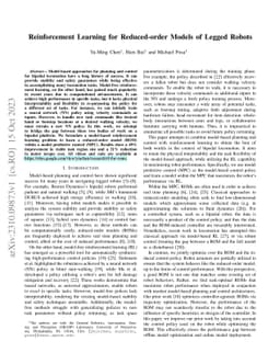 Reinforcement Learning for Reduced-order Models of Legged Robots