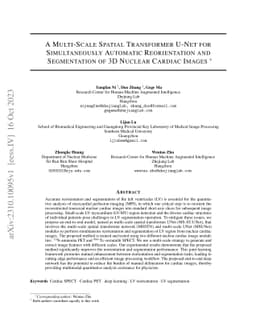 A Multi-Scale Spatial Transformer U-Net for Simultaneously Automatic
  Reorientation and Segmentation of 3D Nuclear Cardiac Images
