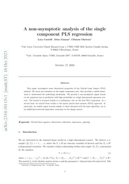 A non-asymptotic analysis of the single component PLS regression