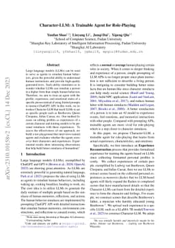 Character-LLM: A Trainable Agent for Role-Playing