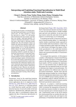 Interpreting and Exploiting Functional Specialization in Multi-Head
  Attention under Multi-task Learning