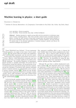 Machine learning in physics: a short guide