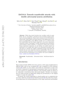 DANAA: Towards transferable attacks with double adversarial neuron
  attribution