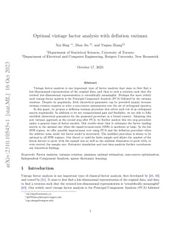 Optimal vintage factor analysis with deflation varimax