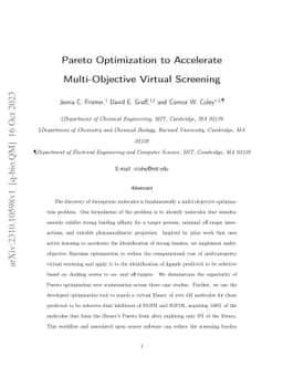 Pareto Optimization to Accelerate Multi-Objective Virtual Screening