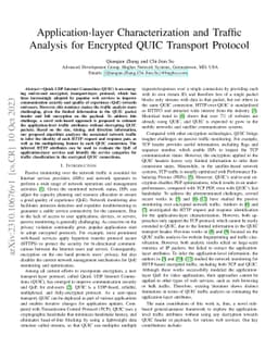 Application-layer Characterization and Traffic Analysis for Encrypted
  QUIC Transport Protocol