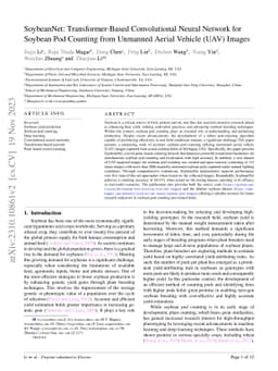 SoybeanNet: Transformer-Based Convolutional Neural Network for Soybean
  Pod Counting from Unmanned Aerial Vehicle (UAV) Images