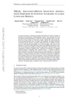 IDEAL: Influence-Driven Selective Annotations Empower In-Context
  Learners in Large Language Models