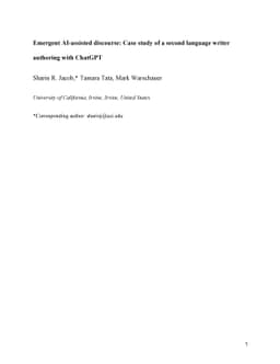 Emergent AI-Assisted Discourse: Case Study of a Second Language Writer
  Authoring with ChatGPT