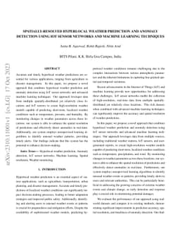 Spatially-resolved hyperlocal weather prediction and anomaly detection
  using IoT sensor networks and machine learning techniques