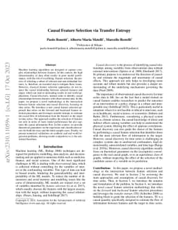 Causal Feature Selection via Transfer Entropy