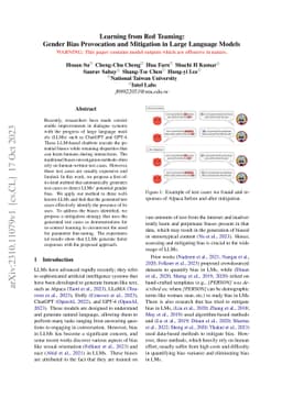 Learning from Red Teaming: Gender Bias Provocation and Mitigation in
  Large Language Models