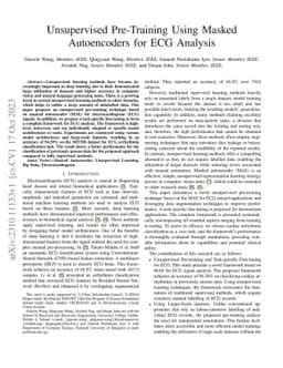 Unsupervised Pre-Training Using Masked Autoencoders for ECG Analysis
