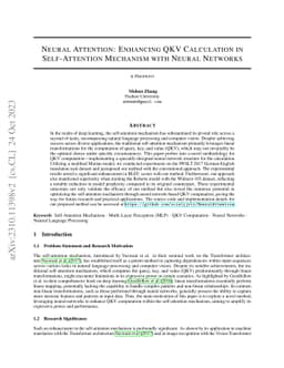 Neural Attention: Enhancing QKV Calculation in Self-Attention Mechanism
  with Neural Networks