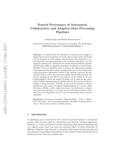 Trusted Provenance of Automated, Collaborative and Adaptive Data
  Processing Pipelines