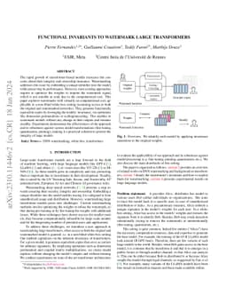 Functional Invariants to Watermark Large Transformers