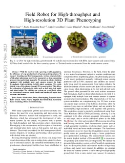 Field Robot for High-throughput and High-resolution 3D Plant Phenotyping